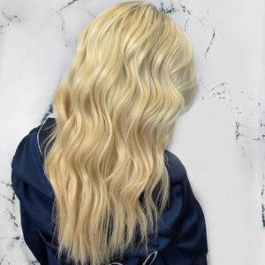 blonde hair caitlyn glo extensions denver