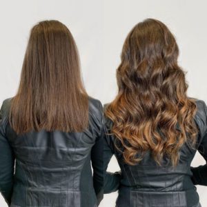 highlights done with tape in hair extensions by Siren Stylist VA Beach