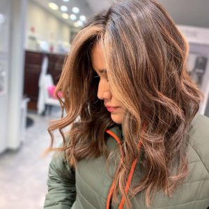 brunette balayage grey coverage