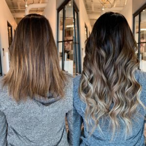 create balayage with tape in hair extensions VA beach