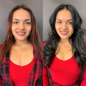 fall hair color and tape in extensions Siren Stylist VA Beach