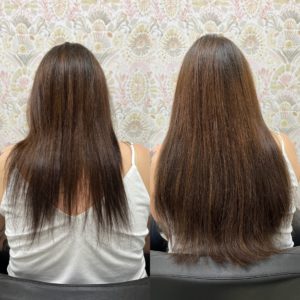 weft extensions before after Kristen