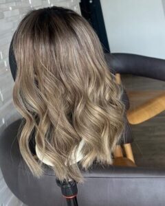 highlights lowlights for human hair topper by emily siren stylist VA beach
