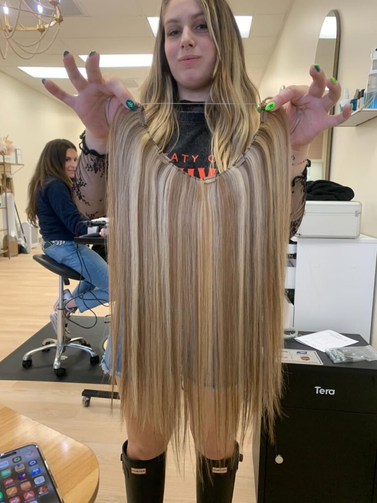 custom halo extensions made in salon